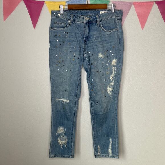 Blank NYC Studded Crop Girlfriend Denim | 28 - Picture 3 of 7